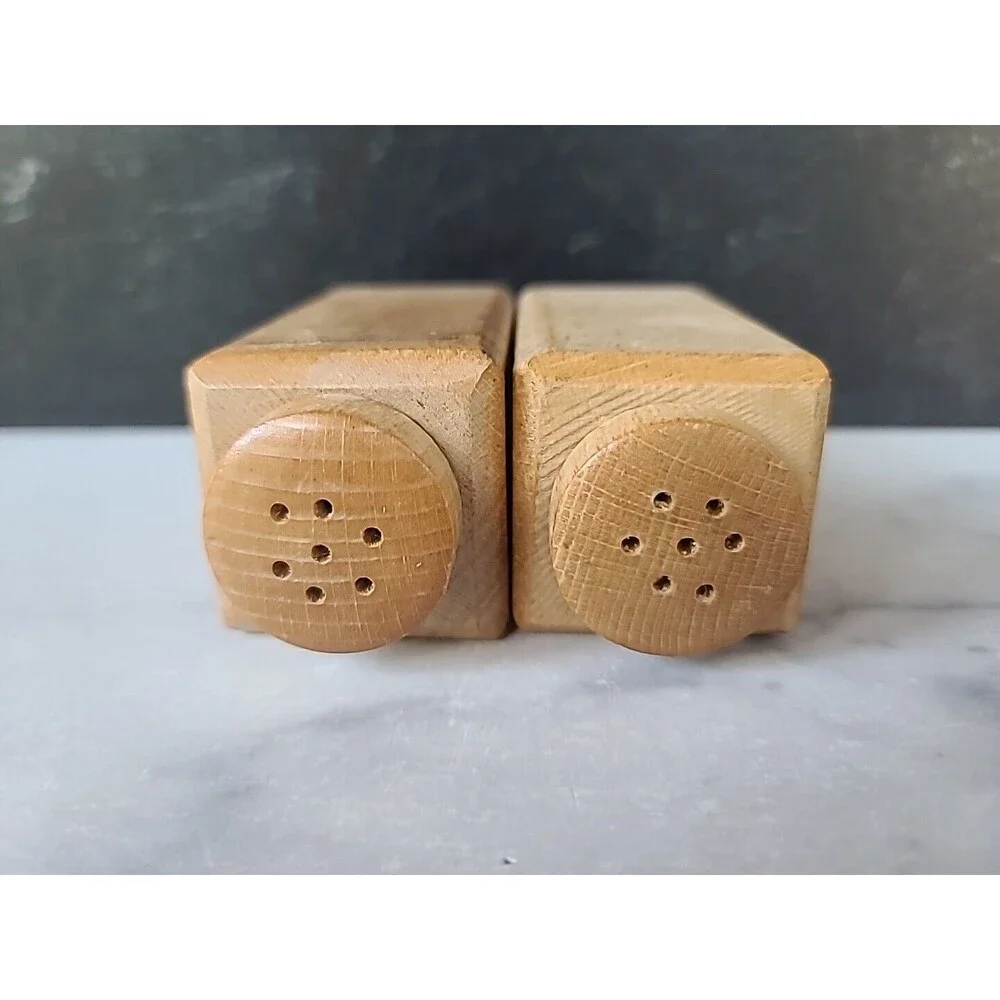 Vintage Wooden Salt And Pepper Shakers JAPAN